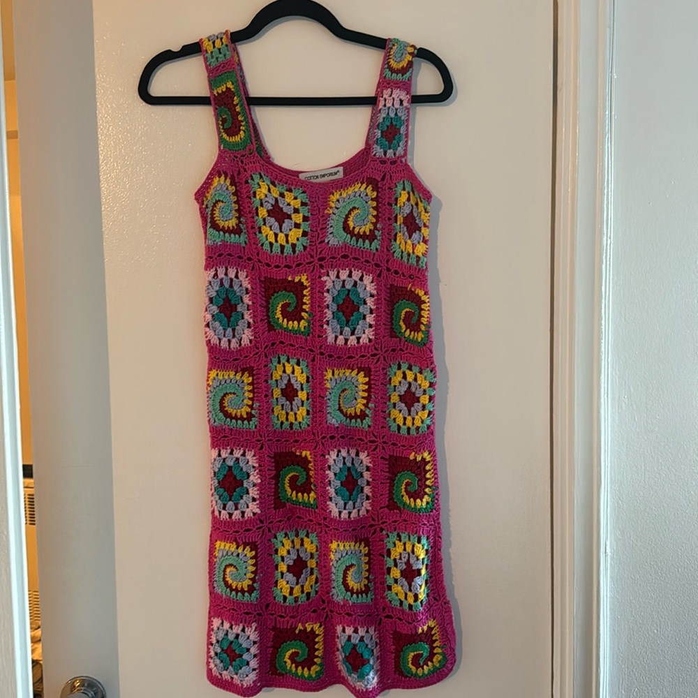 Crochet pink dress